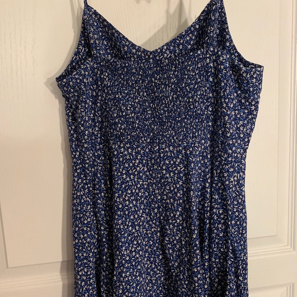 Blue Flower Spaghetti Strap A-Line Dress